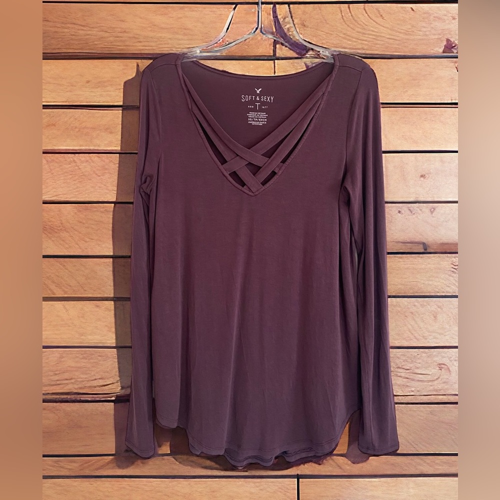 American Eagle Cross Front Long sleeve Shirt Women’s Size XS